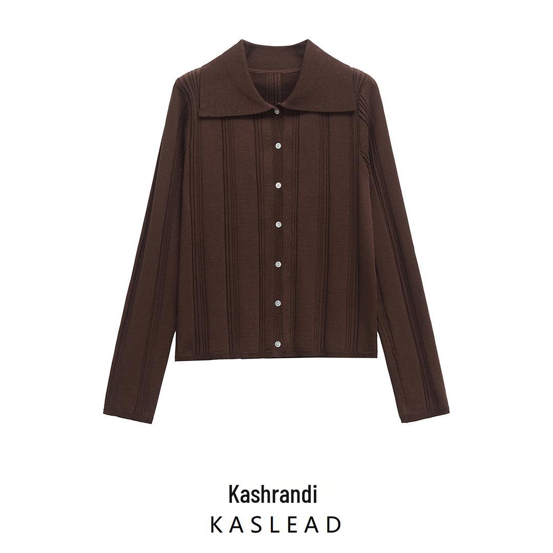 

Spring 2025 Women s European & American Style Ribbed Knit Polo Shirt Small