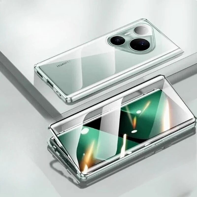 Husă Magnetică pentru Huawei Pura 80 P70 P30 P40 P50 P60 Pro Pro+ Ultra cu Cadru Metalic Protecție Lentilă Sticlă Securizată Față-Verso Bumperi Telefon