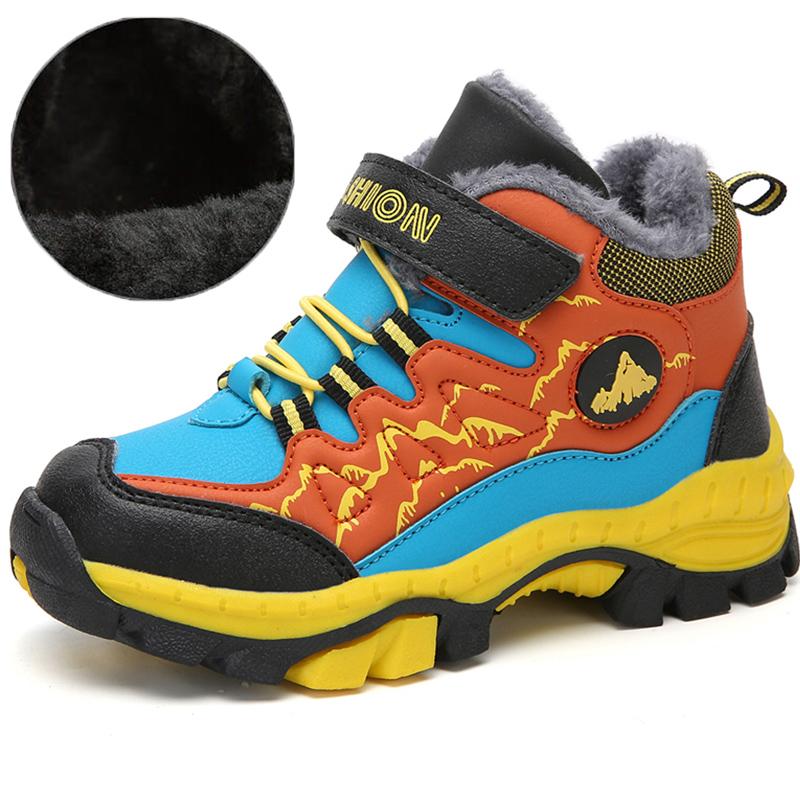 

Молодежные нескользящие водонепроницаемые бархатные зимние ботинки с высоким берцем для детей 4–18 лет, модные детские зимние ботинки 34 коричневый/оранжевый