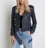 Stylish Women's Navy Blue Jacket Biker Real Lambskin Leather Motorcycle Style