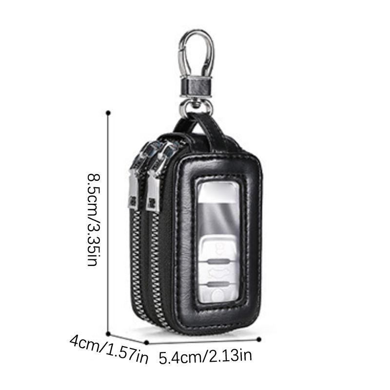 Cowhide Pu Leather Double-Layer Key Case - Secure Waist Hanging Car Key Storage - Stylish Mini Bag For Interior Accessories
