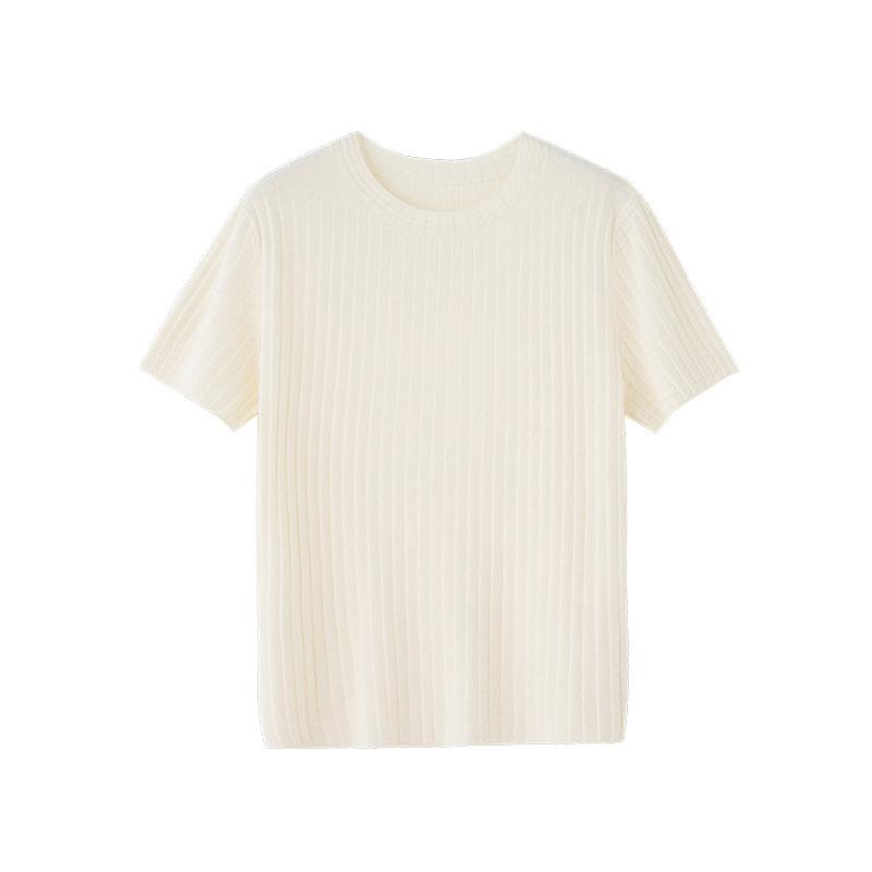 

Tencel Acetate Waffle Knitted Short Sleeve Women s Crew Neck Loose Pullover Simple Top XL