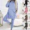2 Pcs/Set Lady Top Pants Set Hooded Long Sleeve Slit Hem Hoodie Stretchy Waist Slim Fit Trousers Sport Fitness Tracksuit Casual Homewear School Outfit