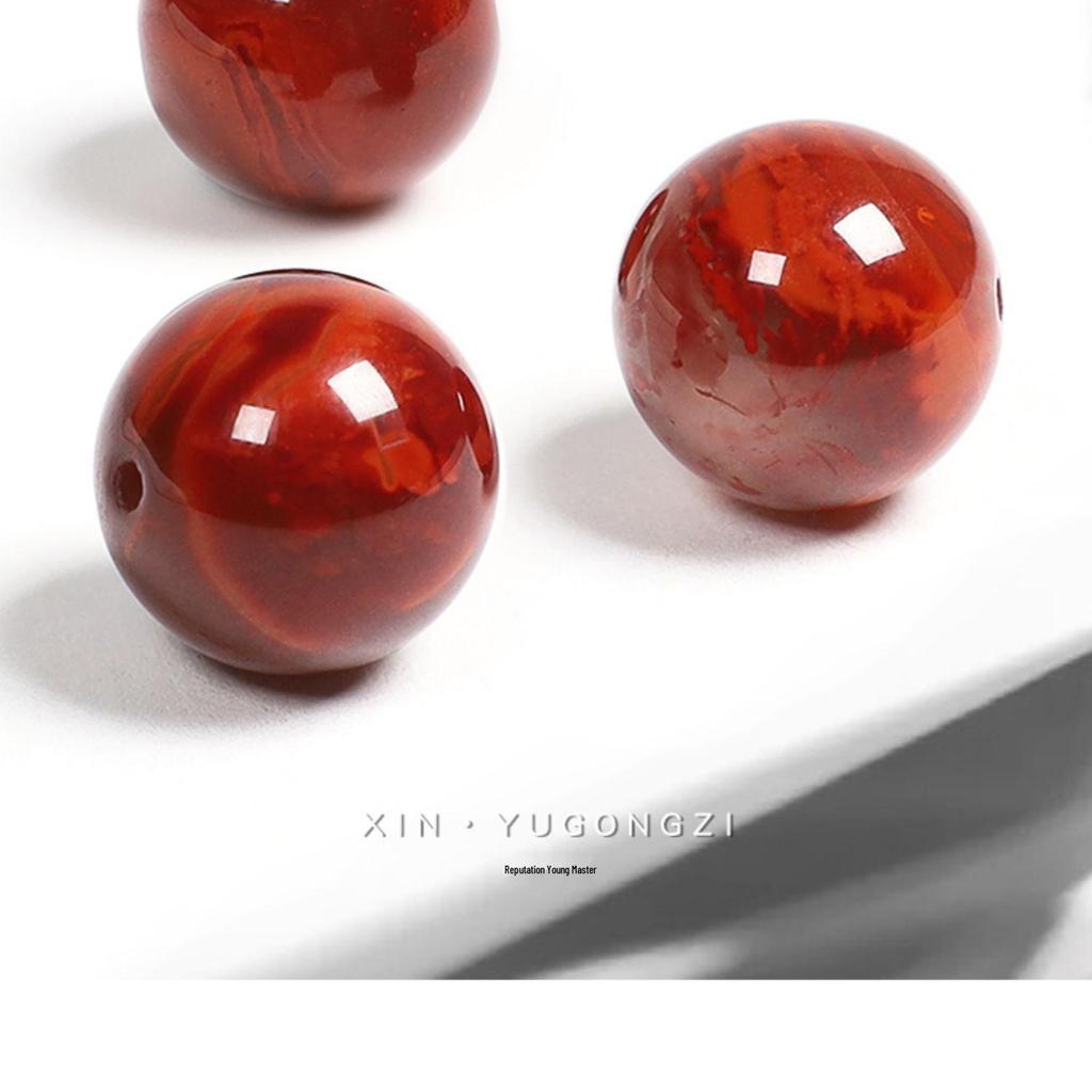 Liangshan Flame Pattern Southern Red Agate Loose Beads for Bracelets