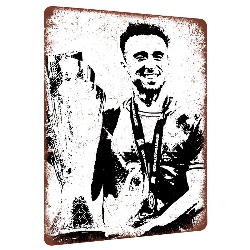 

Football Star Champion Trophy Metal Wall Art Sports Fan Decorative Painting Living Room Bar Decoration Gift 20x30cm（7.8x11.8inch）