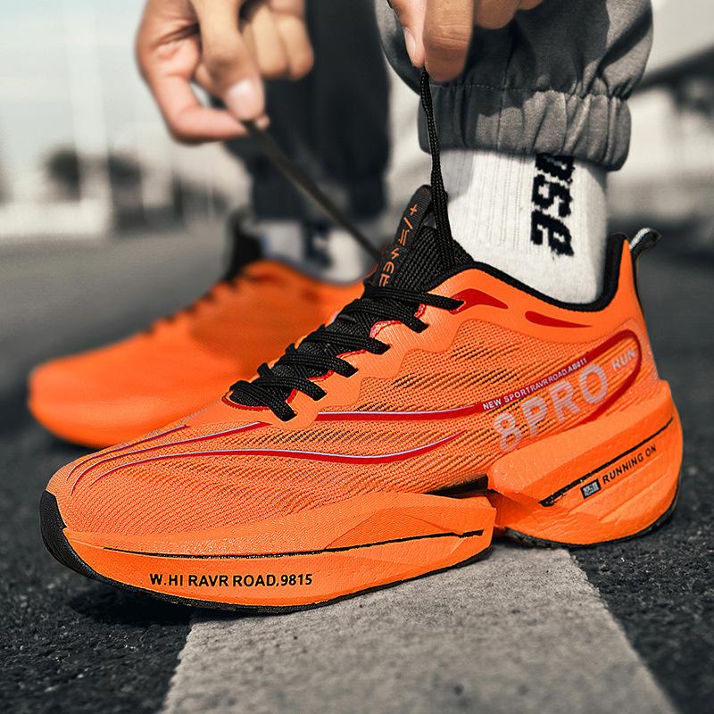Carbon board running shoes men's children's red rabbit 8PRO popcorn flying thread woven mesh sports shoes rubber and plastic sole ultra-light morning
