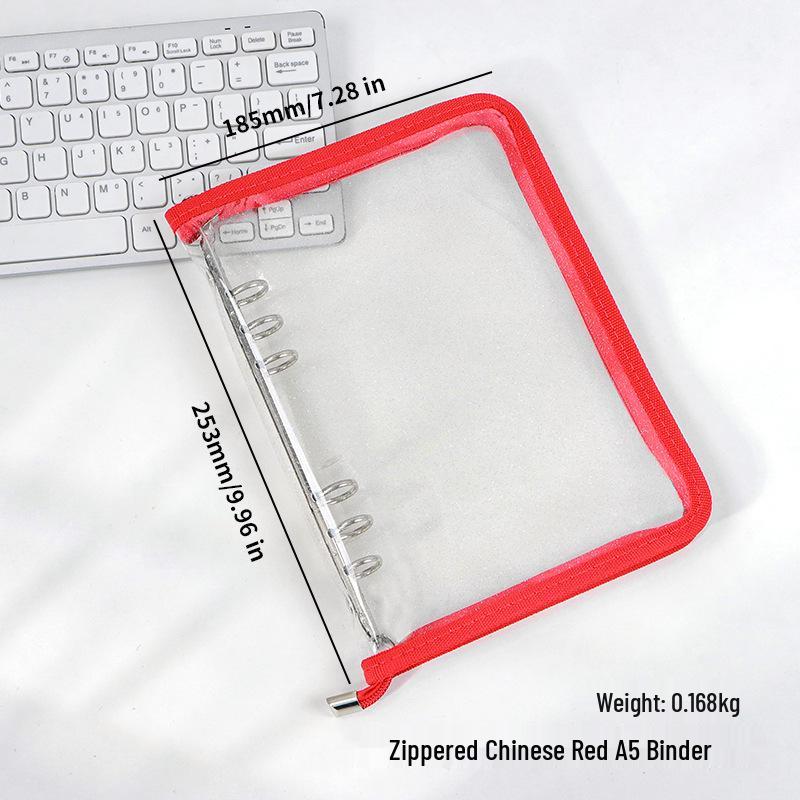 A5 Transparent PVC Ring Binder Notebook Planner, 6-Hole Photo Album with Removable Cover (A6 Compatible)
