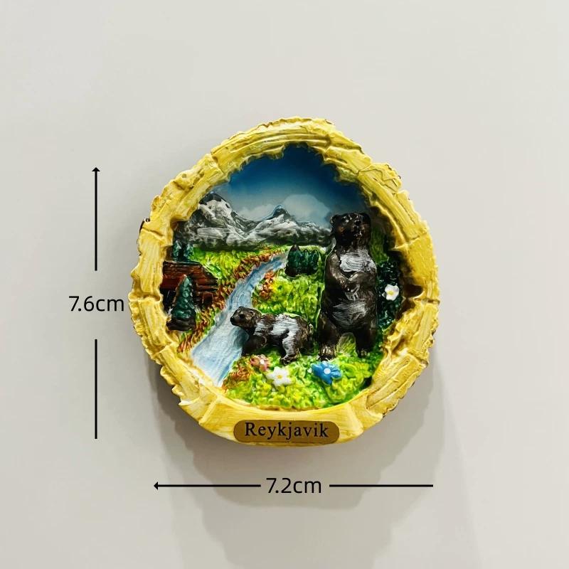 Iceland Reykjavik Resin Fridge Magnet Stickers Travel Souvenir Gift Landscape Refrigerator Magnet Home Kitchen Decor