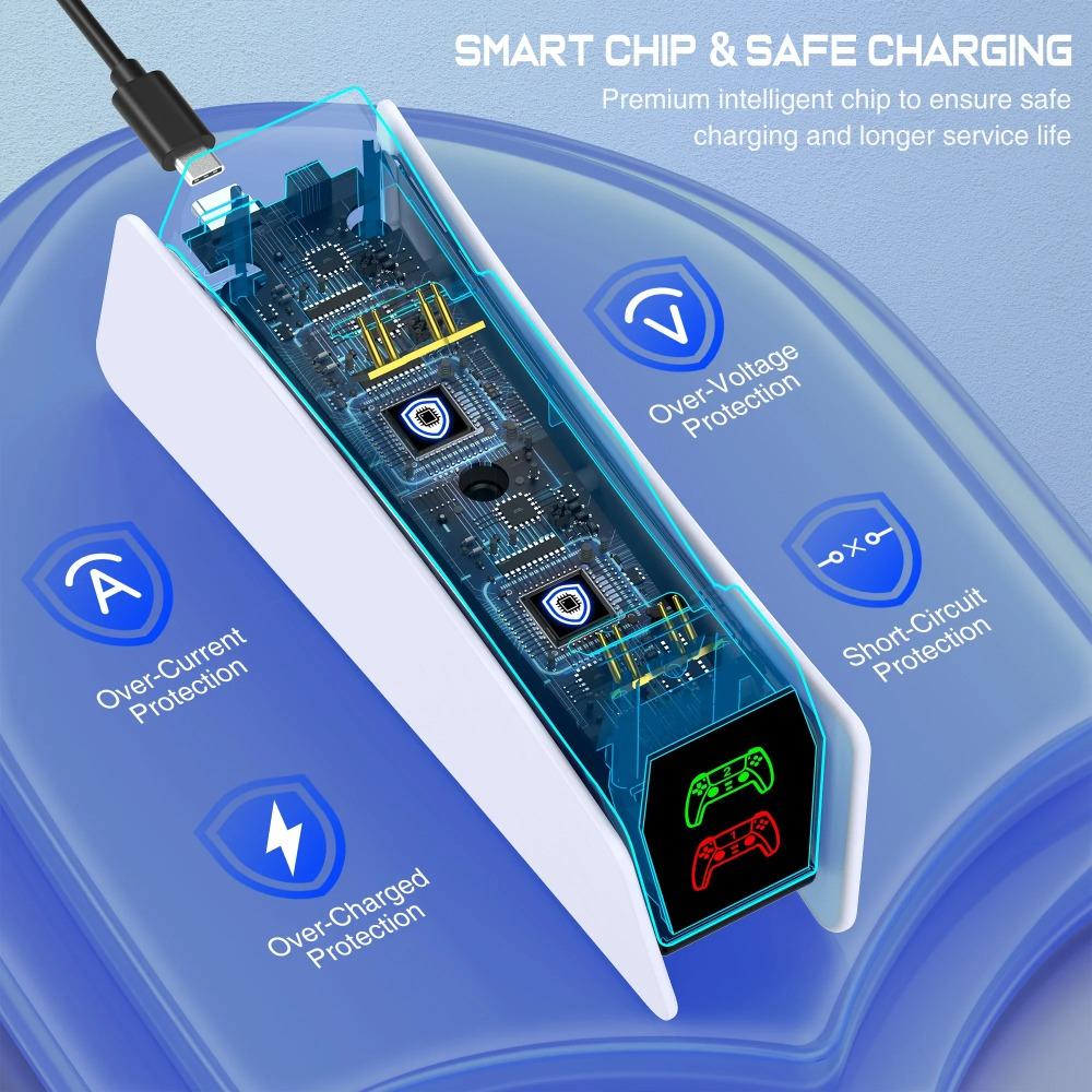 For PS5 Controller Charger DualSense Charging Station Dual Charging Dock Charger Stand for PlayStation5 Wireless Game Controller