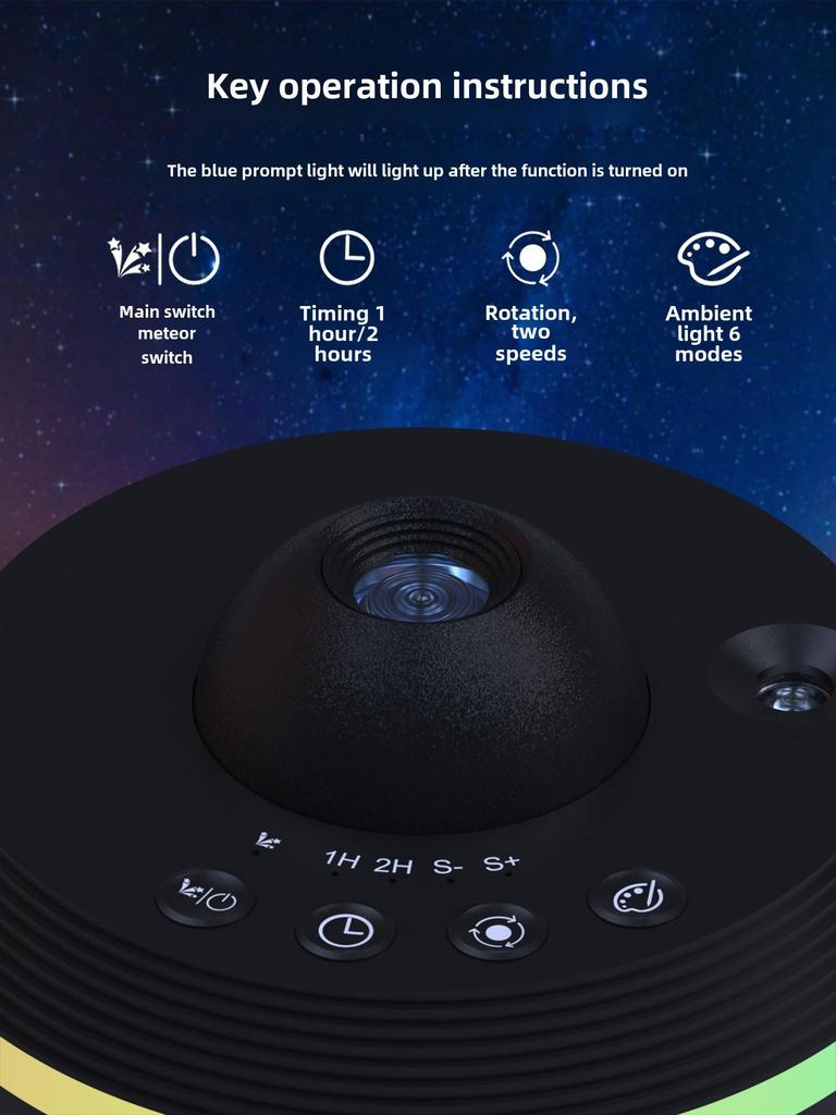 2024 HD Galaxy Star Projector with Dynamic Meteor Night Lamp