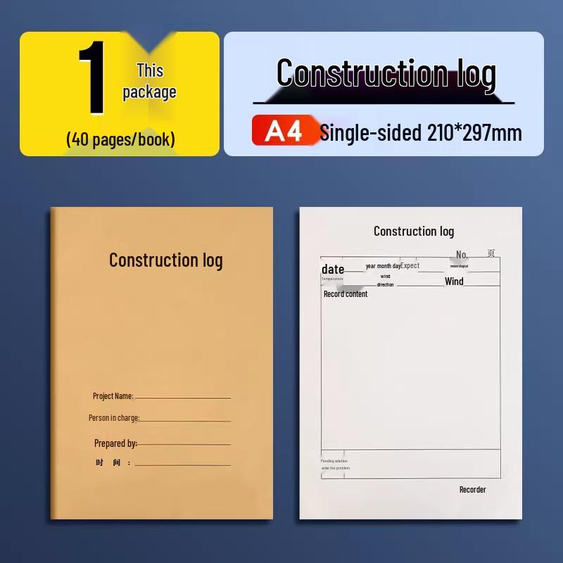Construction Site Safety & Progress Log A4 Notebook Details in description