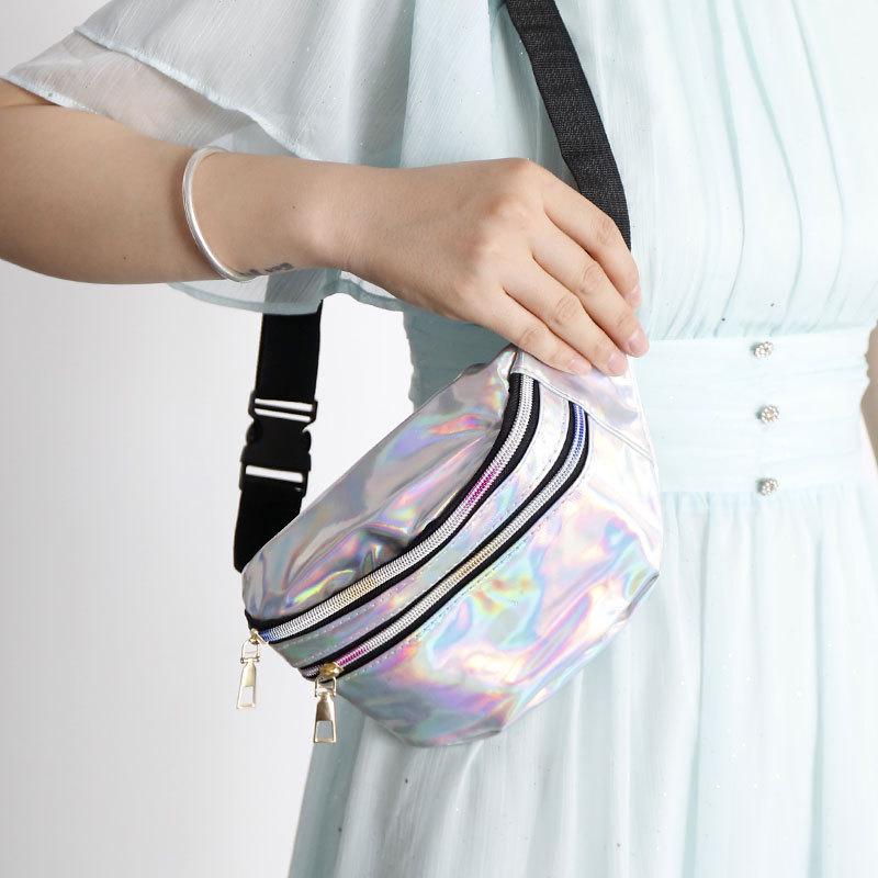 Colorful Laser Crossbody Running Waist Bag for Men and Women – Large Capacity Fitness Bag with Coin Purse and Phone Holder