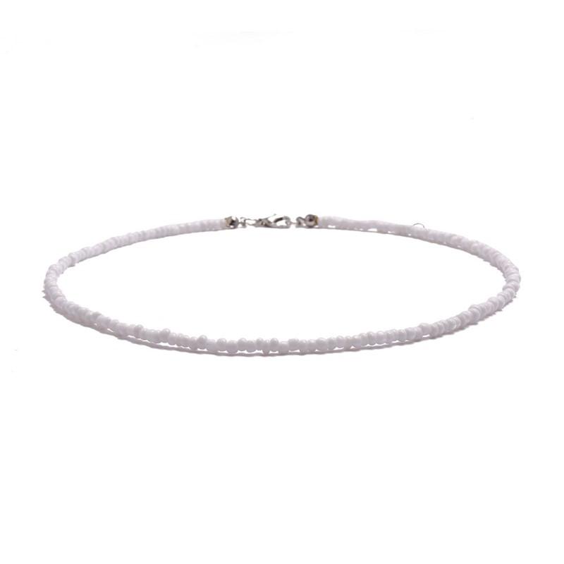 Fashion Choker Necklace for Girl Women White Seed Beads Necklace with Shell Love Heart Pendant Trendy Neck Jewelry