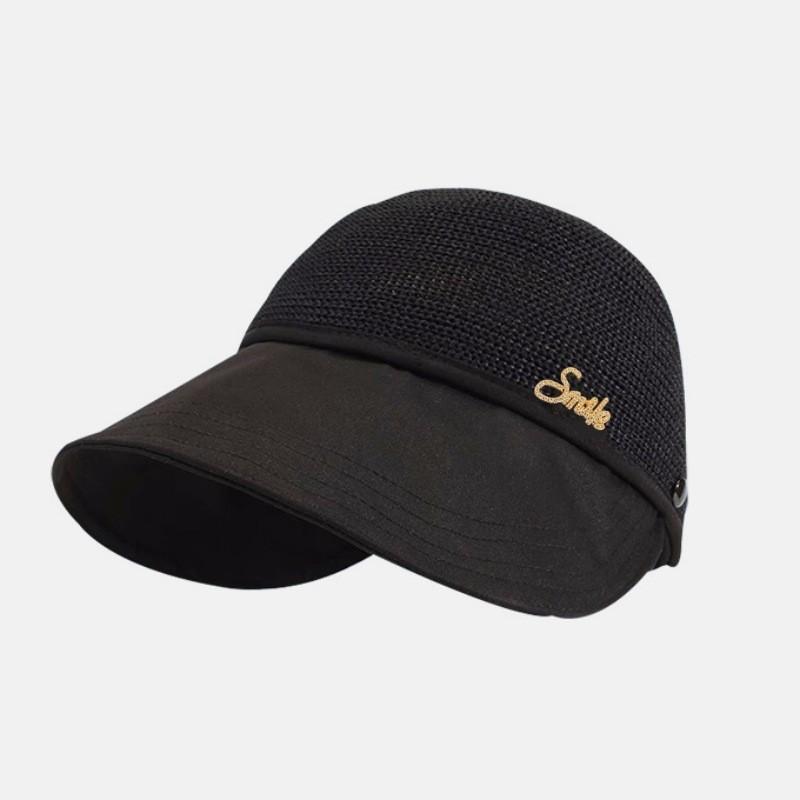 Summer Hat Women's Fashion Versatile Splicing Cap Outdoor Travel Sun Hat Short Brim Straw Visor