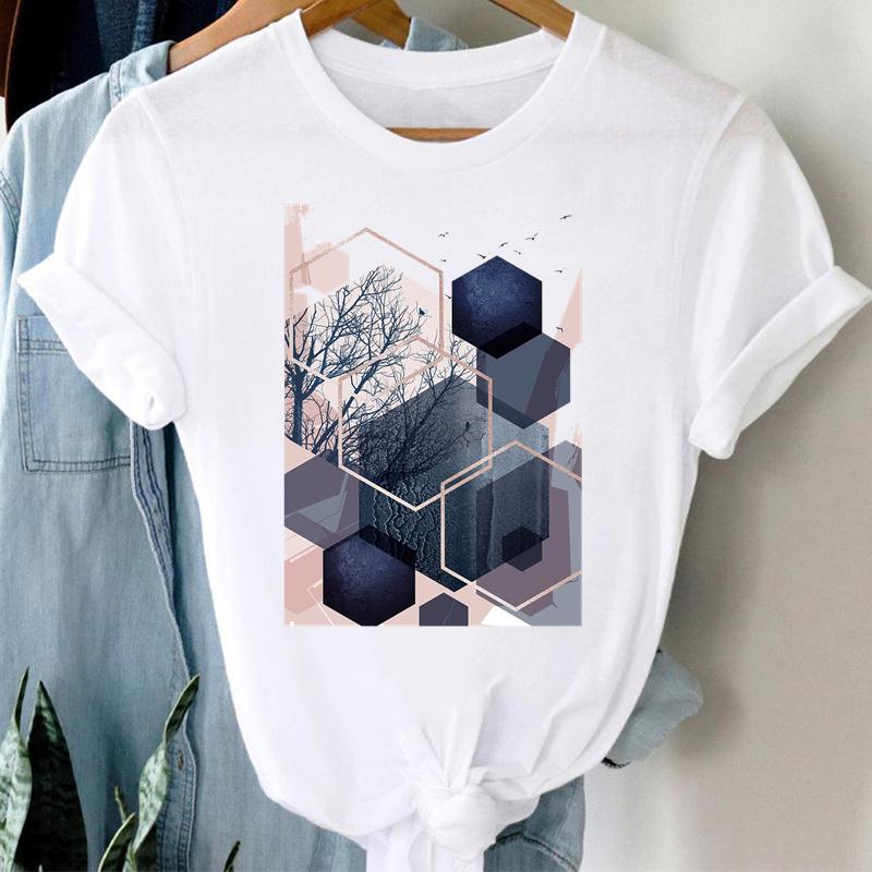 Watercolor Women Print Tee Top Summer Lovely Style Cute Sweet Fashion T-shirt Short Sleeve Lady Female Clothing Casual Graphic T-shirt