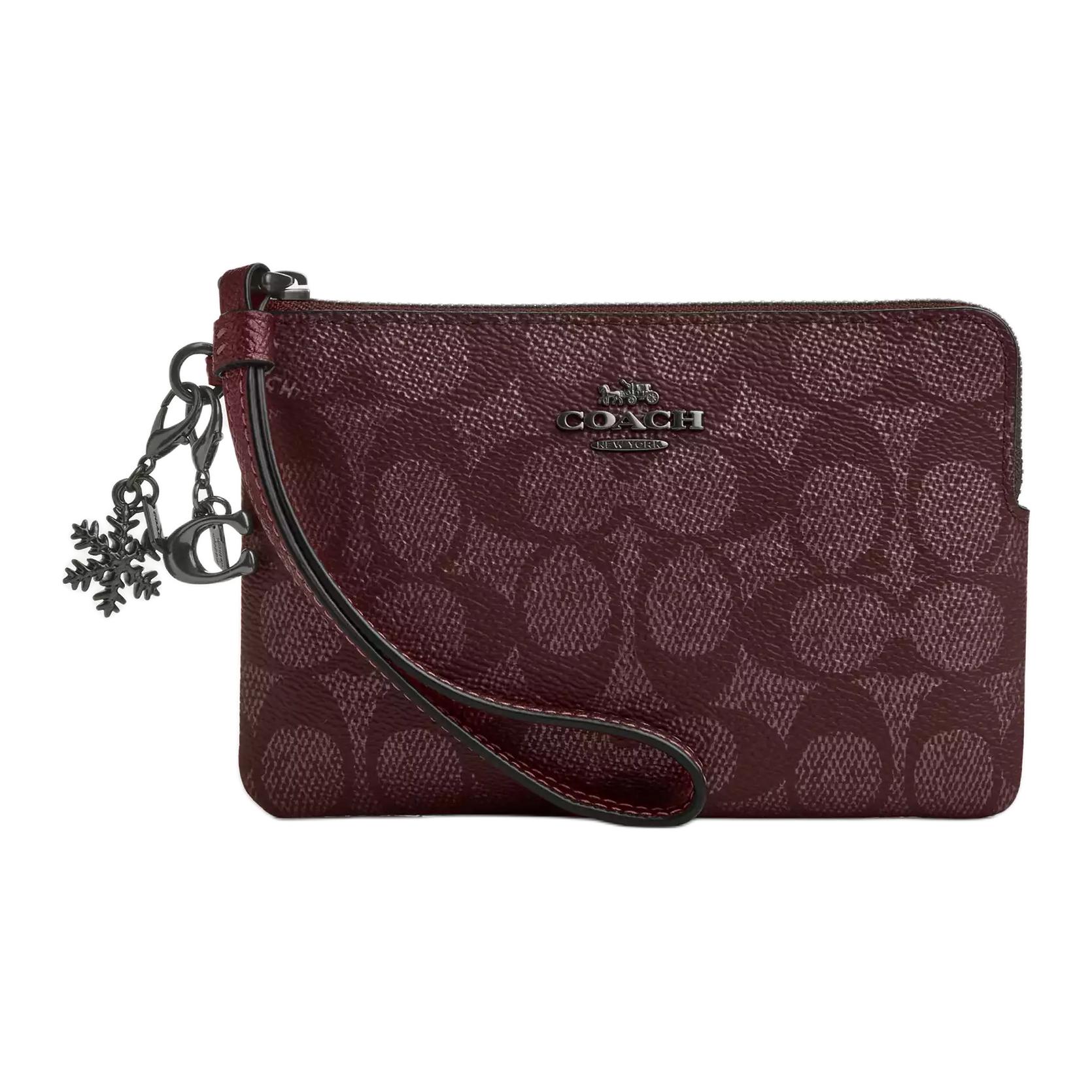 

Coach Boxed 16 Logo Zip Closure Coated Canvas Clutch Women clutch Wine CW958-QBO2Q Basic Set (Bag+Dust Bag)