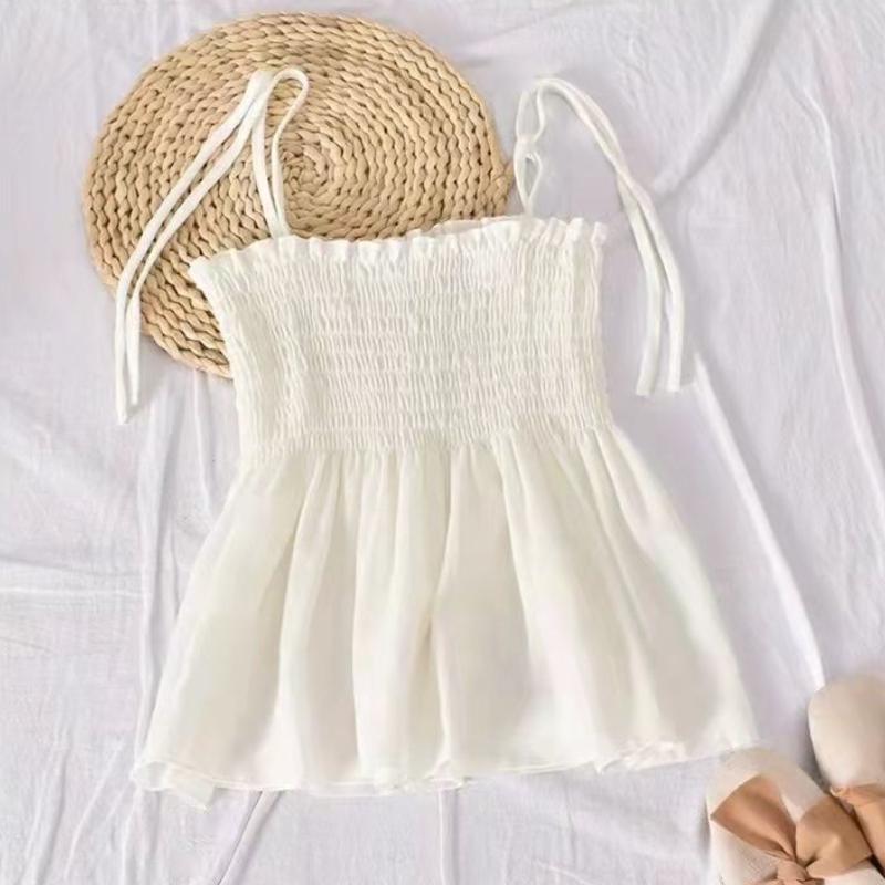 Sexy Tank Top Bow Halter Crop Tops Women Summer Folds Camis Backless Camisole Casual Bandage Tee Female Sleeveless Cropped Vest