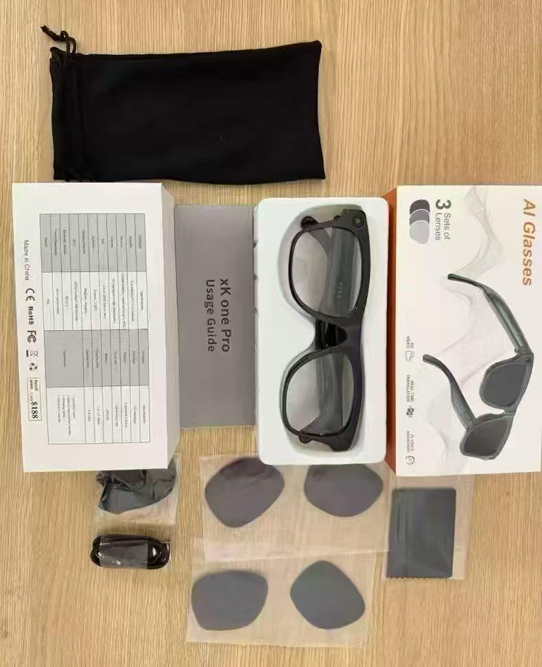 XKonePro Smart Glasses with Camera for Photos, Translation, Calls, Music, and Bluetooth Connectivity - In Stock