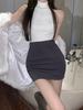 Spring 2024 Women's High Waist Solid Color Bodycon Mini Skirt - Slimming & Sexy A-Line Style