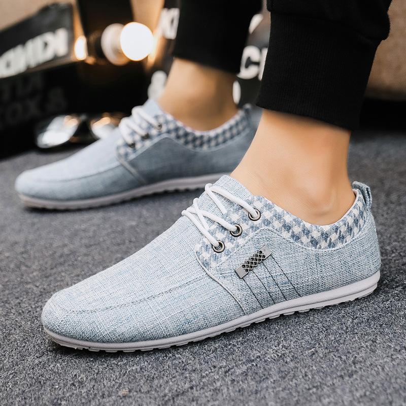 2024 Autumn Cloth Shoes Linen Breathable Casual Shoes Korean Version Of Men's Soybean Shoes Hundred Low-top Board Shoes
