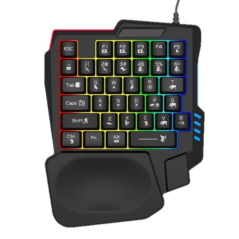 One-handed Keyboard Colorful Mechanical 35 Keys with Mobile Phone Throne PUBG Handle Mobile Game Chicken Eating Artifact