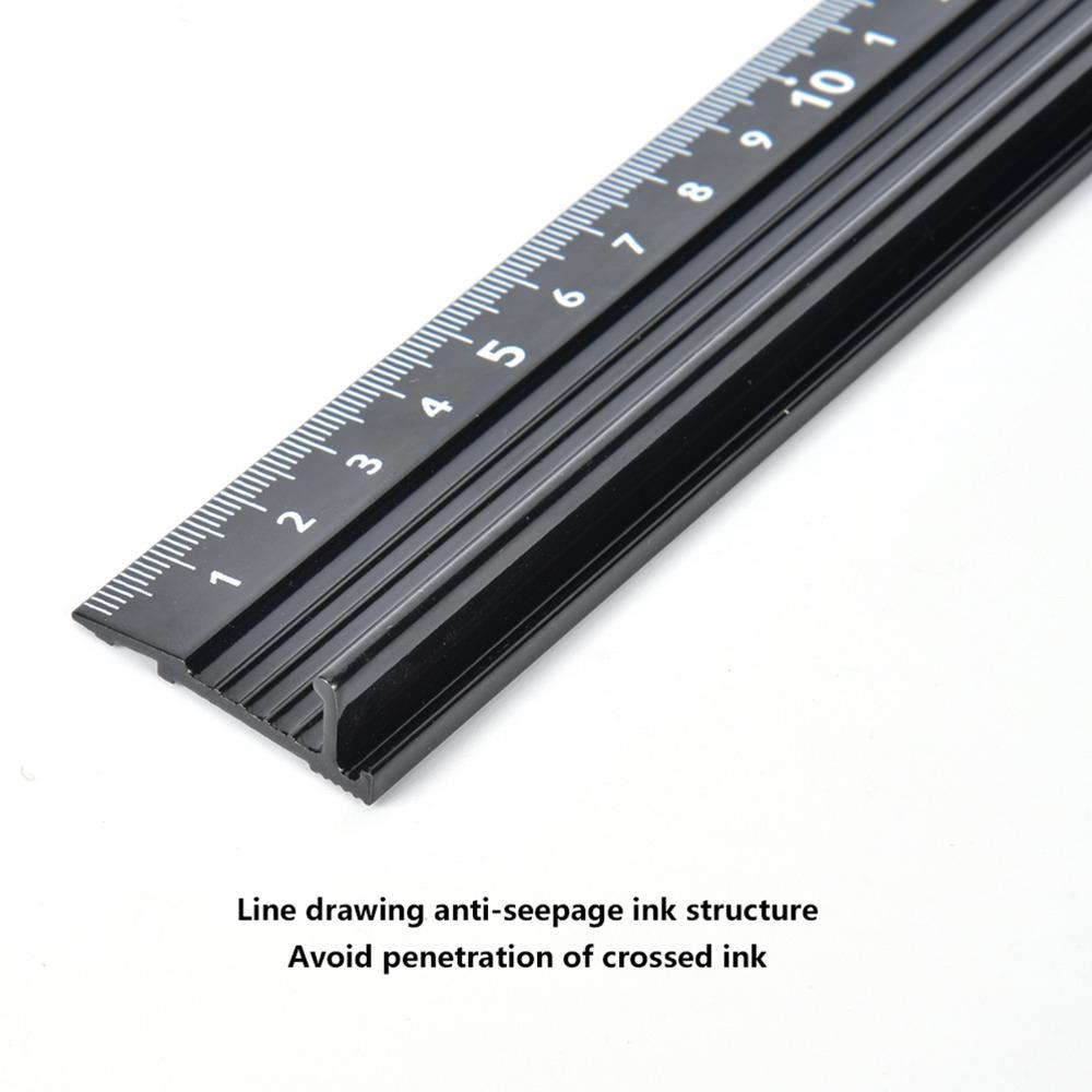 Aluminum Alloy Safety Ruler with Guard 30cm Drafting Ruler  for Crafts and Office Use