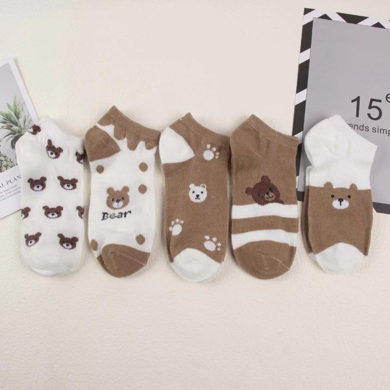 

10 пар женских носков с рисунком из мультфильмов, модные универсальные дышащие, впитывающие пот, дезодорирующие, антибактериальные, удобные носки One Size кофейный