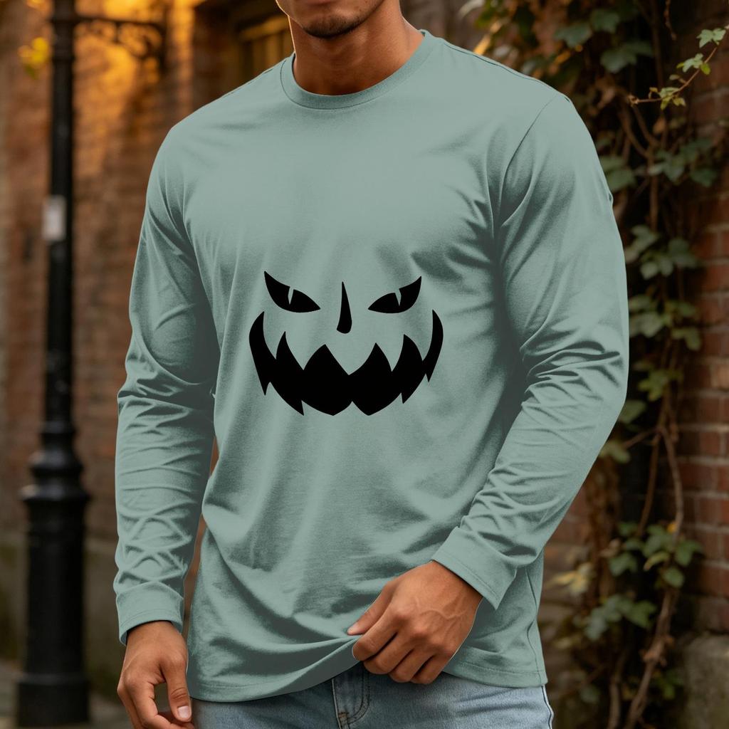 Men's Halloween Long Sleeve Neck Casual Top for Party