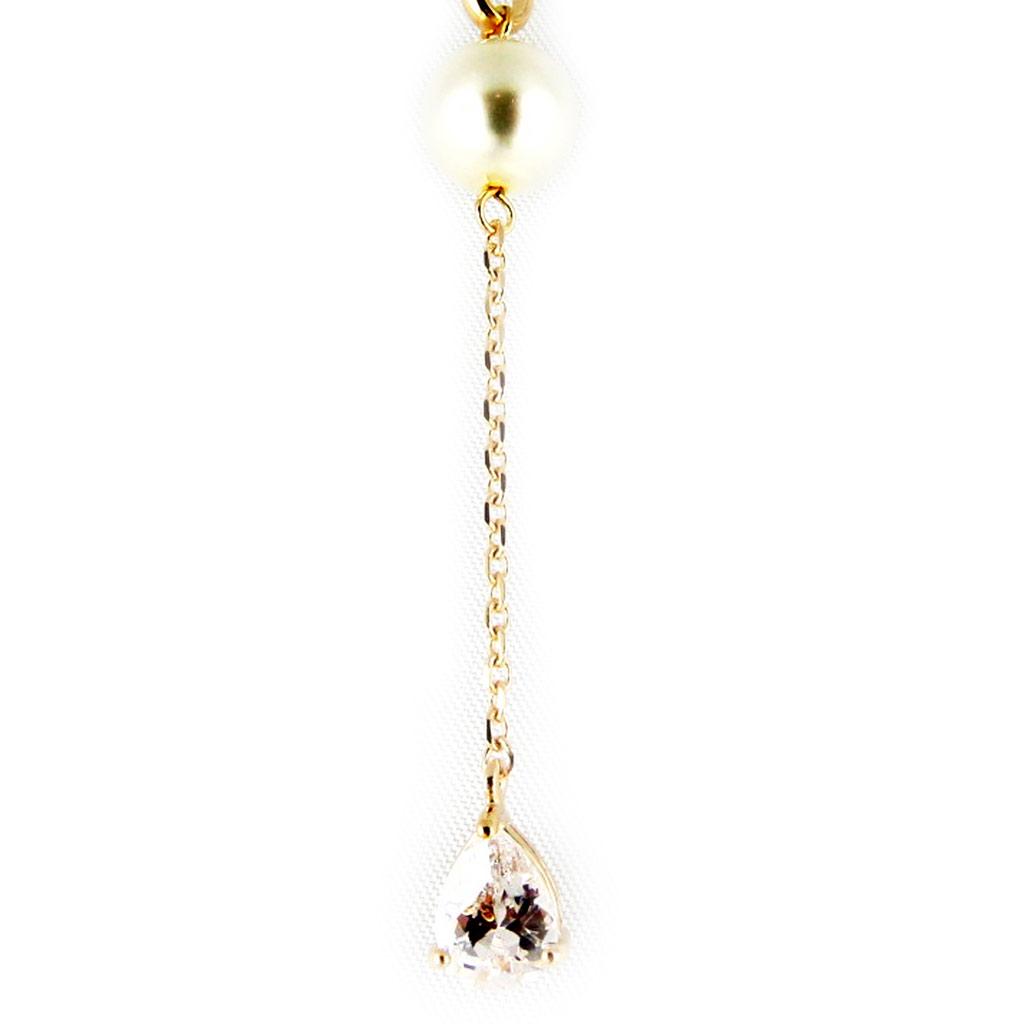 Les Trésors De Lily [B8513] - Gold Plated Pendant 'Catherine' White Golden - 50x8 Mm
