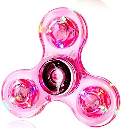 

Кришталево світлодіодне світло Fidget Spinner Hand Top Spinners Glow in Dark EDC Stress Relief Toys Кінетичний гіроскоп для дітей pink