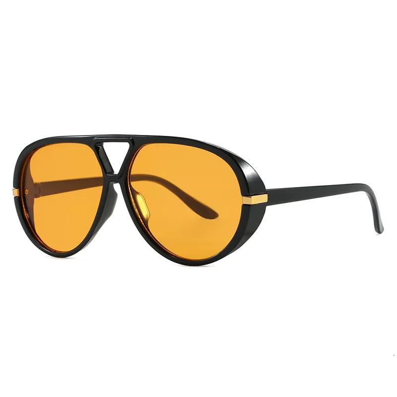 Vintage Designer Flat Top Pilot Sunglasses UV400 Luxury Punk Outdoor Driving Eyewear For Women Men