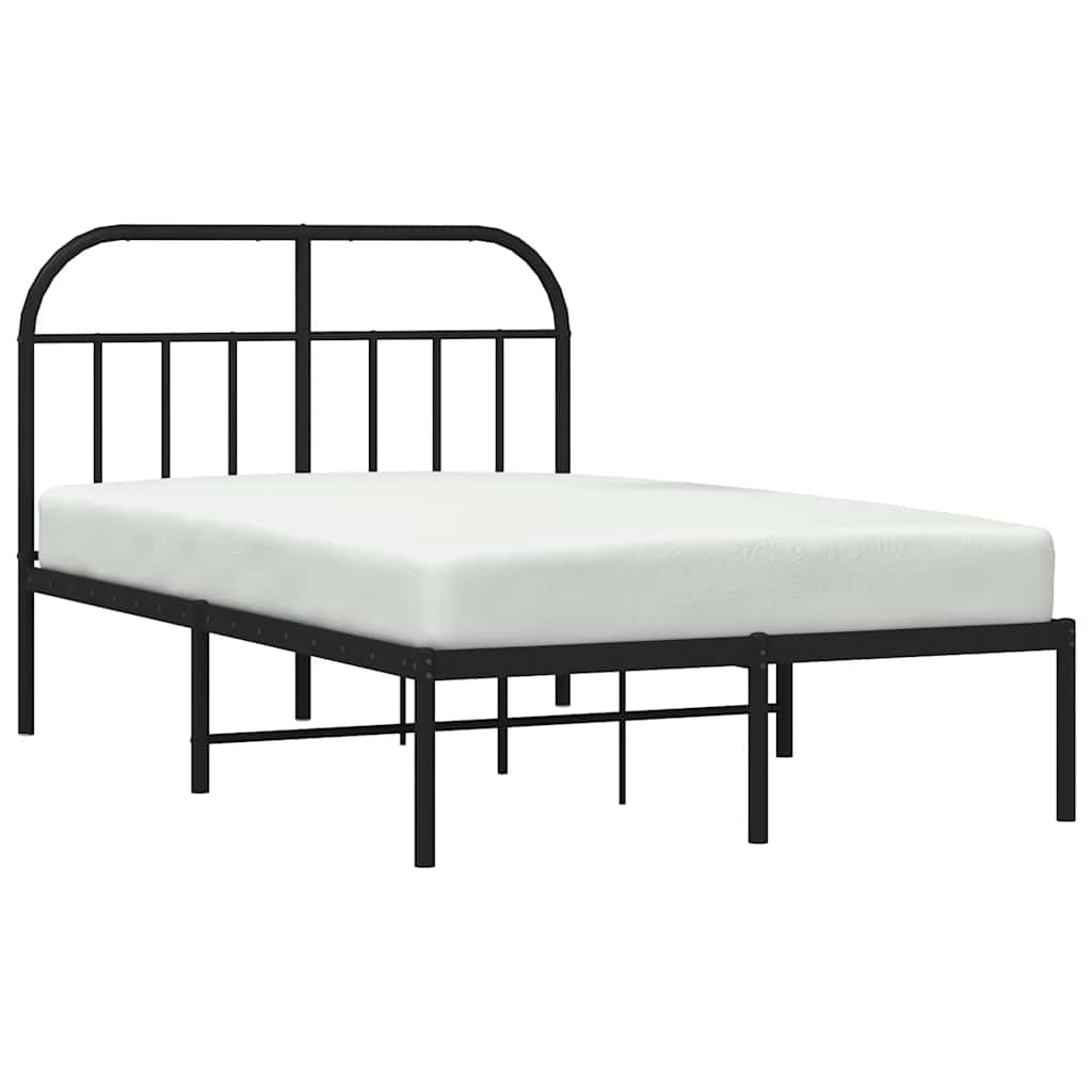 vidaXL Bed Frame with Headboard Metal Black 120x200 Cm