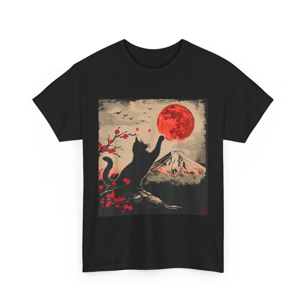 

Vintage Japan Art Japanese Theme Retro Print Black Cat T-Shirt Unisex T-Shirt XXXL