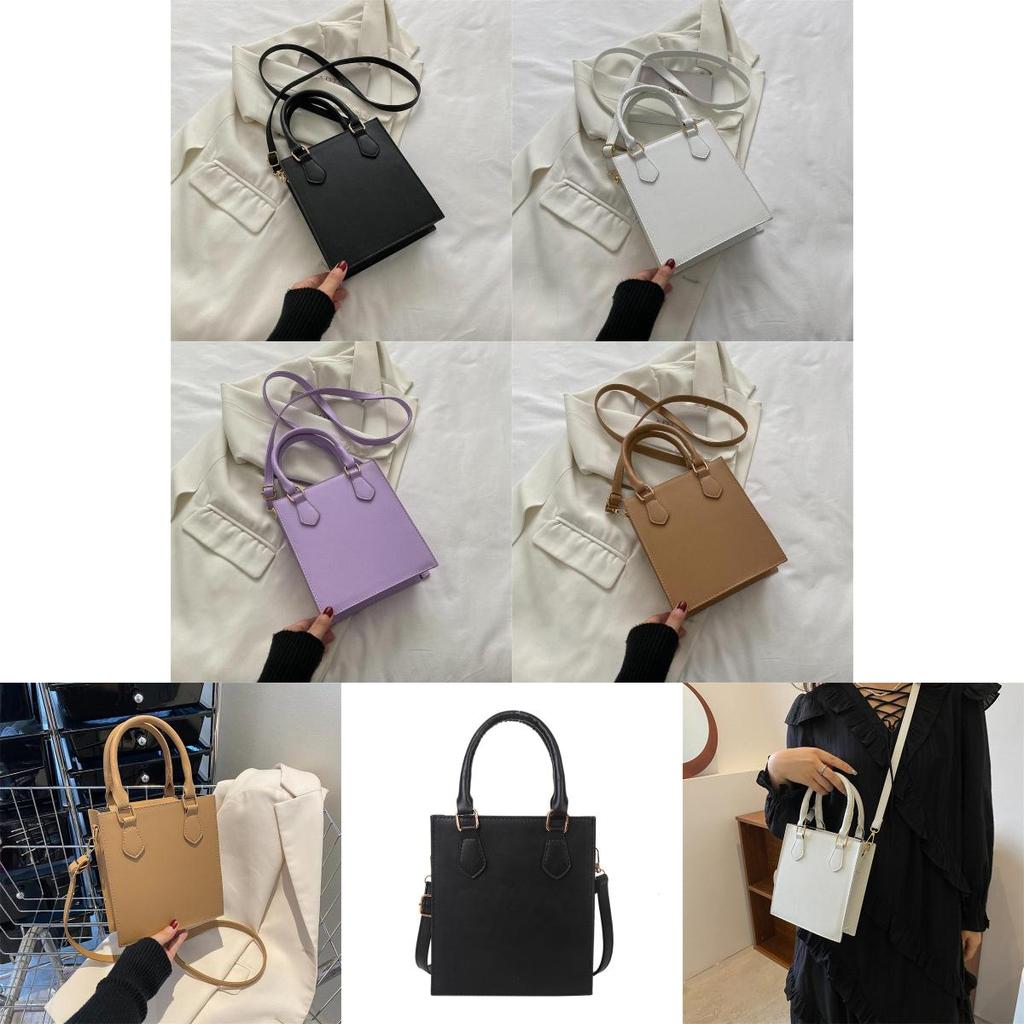 Stylish Pu Leather Women's Black Shoulder Bag 2023 Trendy Small Square Handbag