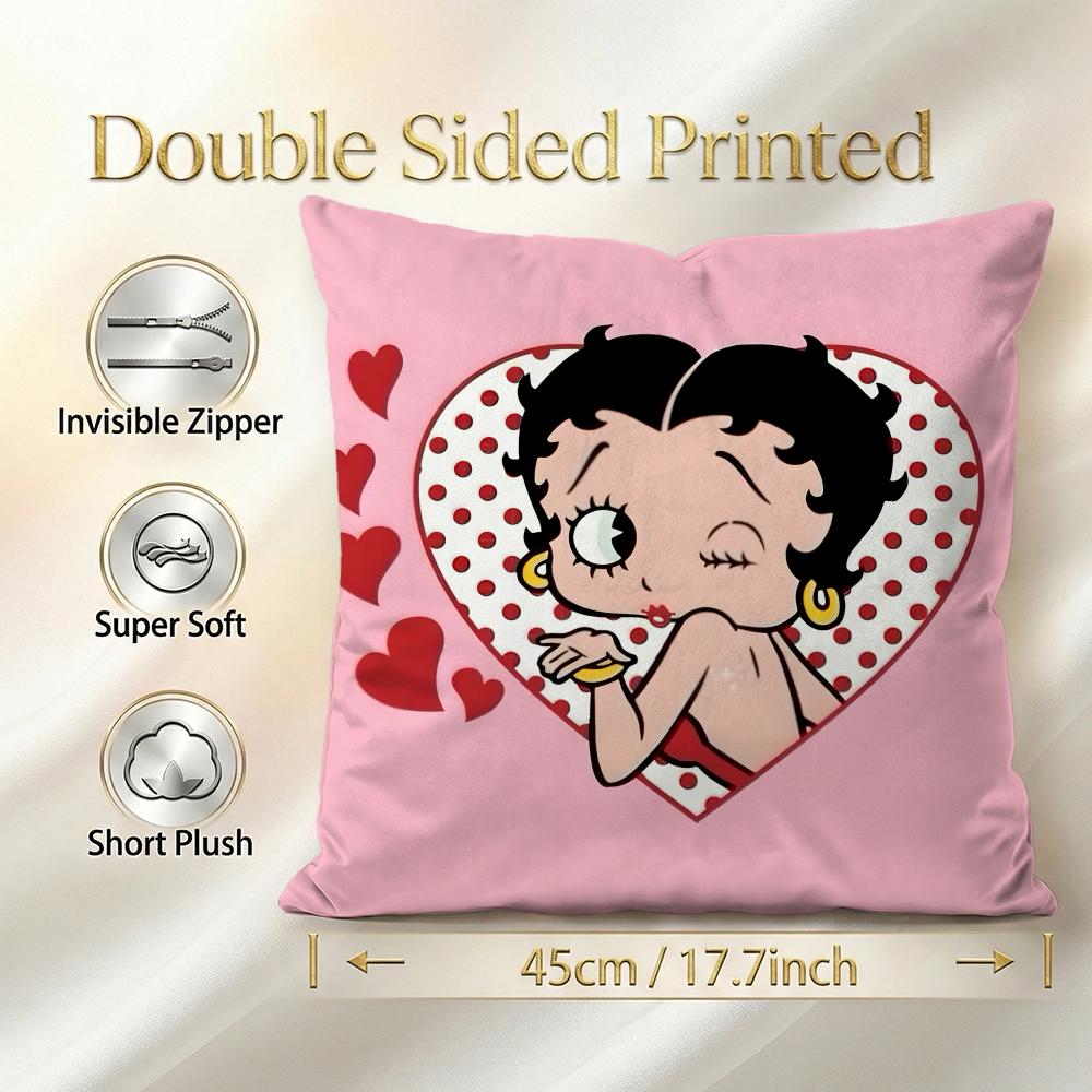 Character Betty Boop Cushion Cover 1Pcs Decorative Covers Soft Cushion Case For Sofa Couch Decor 40X40 45X45 Pillowcases