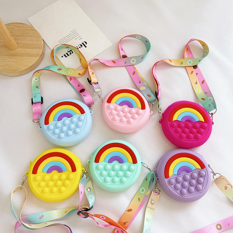 Adorable Silicone Children's Bag Mini Rainbow Crossbody Purse For Kids Unisex