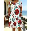 Plus Size Women's Dress 3D Floral Short Sleeve Round Neck Summer Casual Vacation Dress