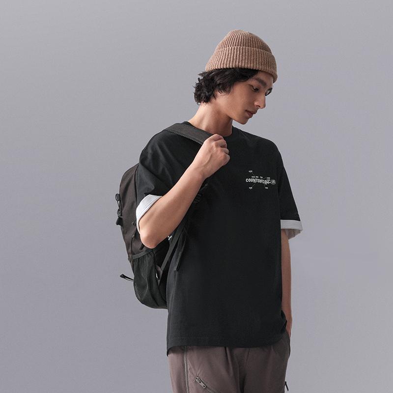 Li Ning CF Letter Round Neck Casual Sports Short Sleeve T-Shirt Men T-Shirts Black ATSU597-1