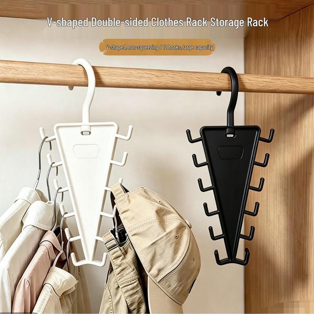 Stackable V-Shaped Double-Sided Rack for Clothes, Hats, Bags, and Scarves