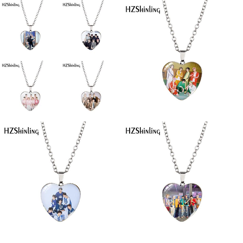 Stunning Heart-shaped Bts Necklace With Colorful Gemstones For Fashion Enthusiasts