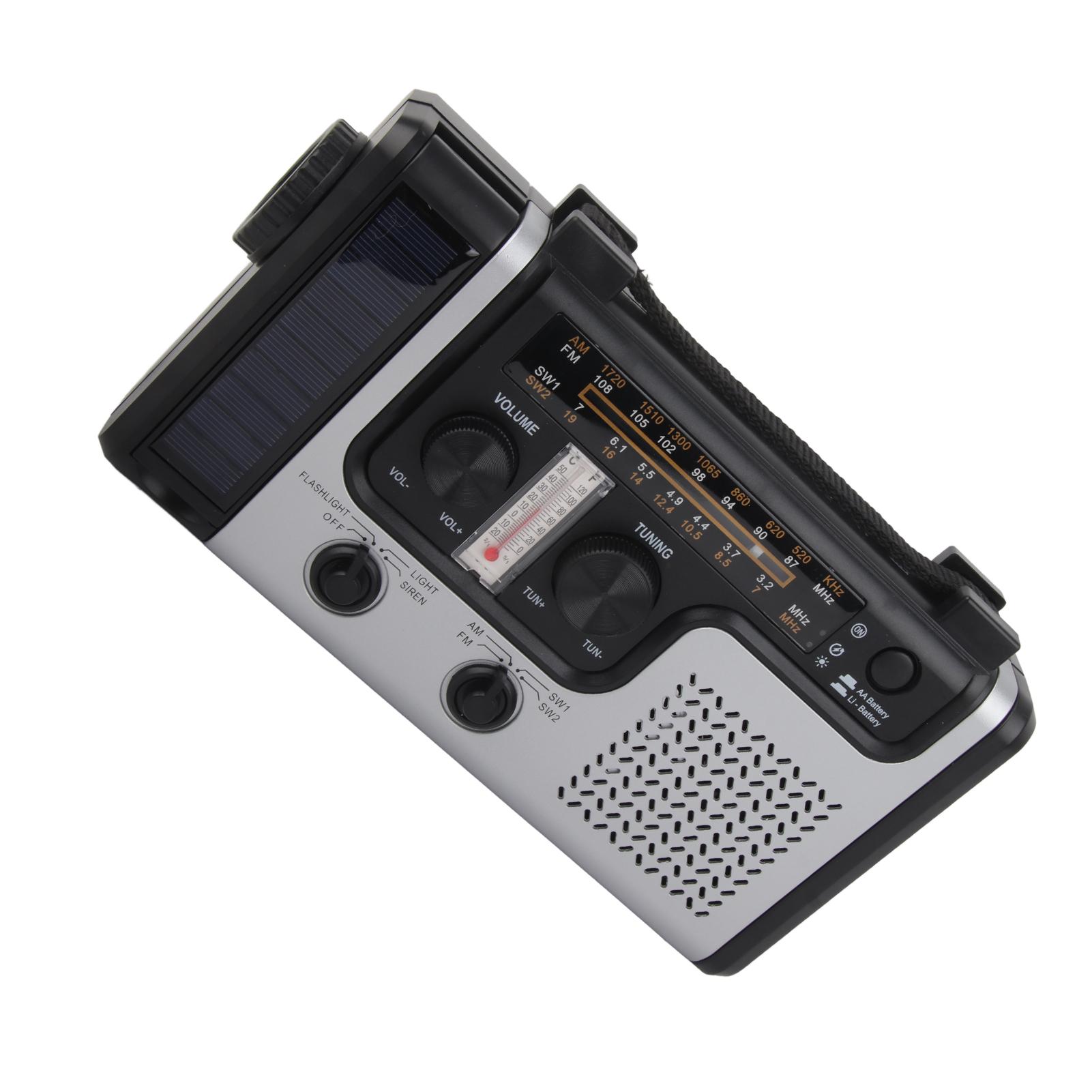 

Портативный солнечный радиоприемник с рукояткой, многодиапазонный AM FM SW радиоприемник со светодиодным фонариком