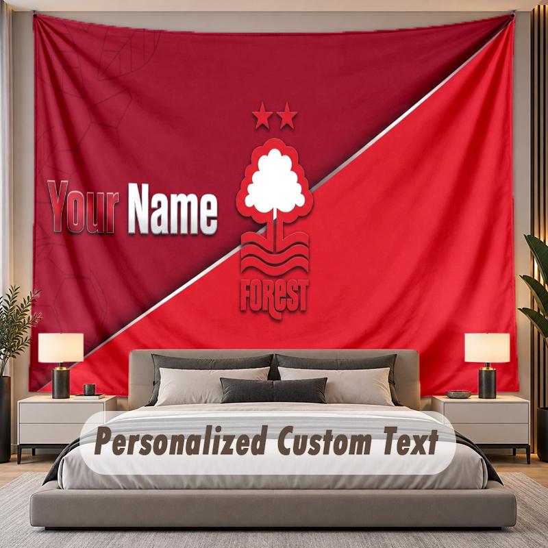 Custom Name Text Tapestry Nottingham Forest Personalized Polyester Wall Tapestry For Bedroom And Room