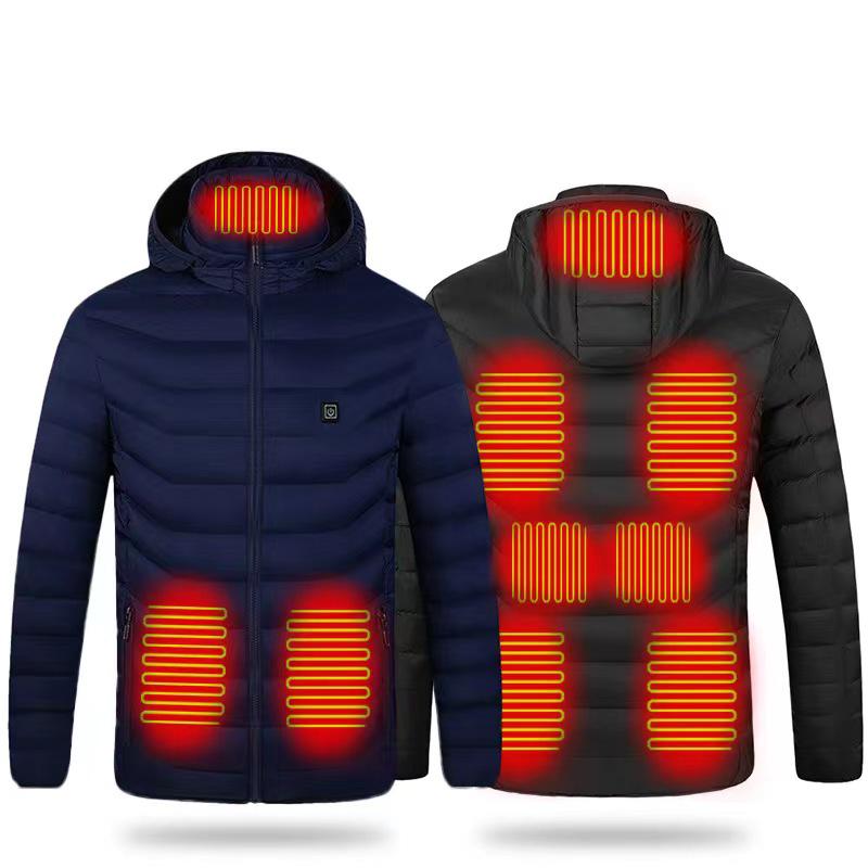 Men's Dual-Control USB Heated Cotton Coat with Nine-Zone Electric Heating