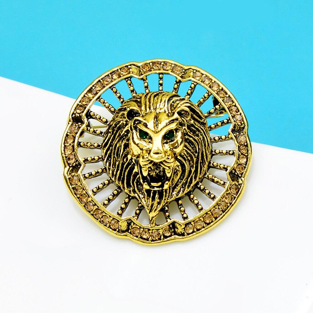 Blucome Broche rétro ajourée en forme de lion dominateur, accessoire de corsage de banquet pour homme, à la mode et simple