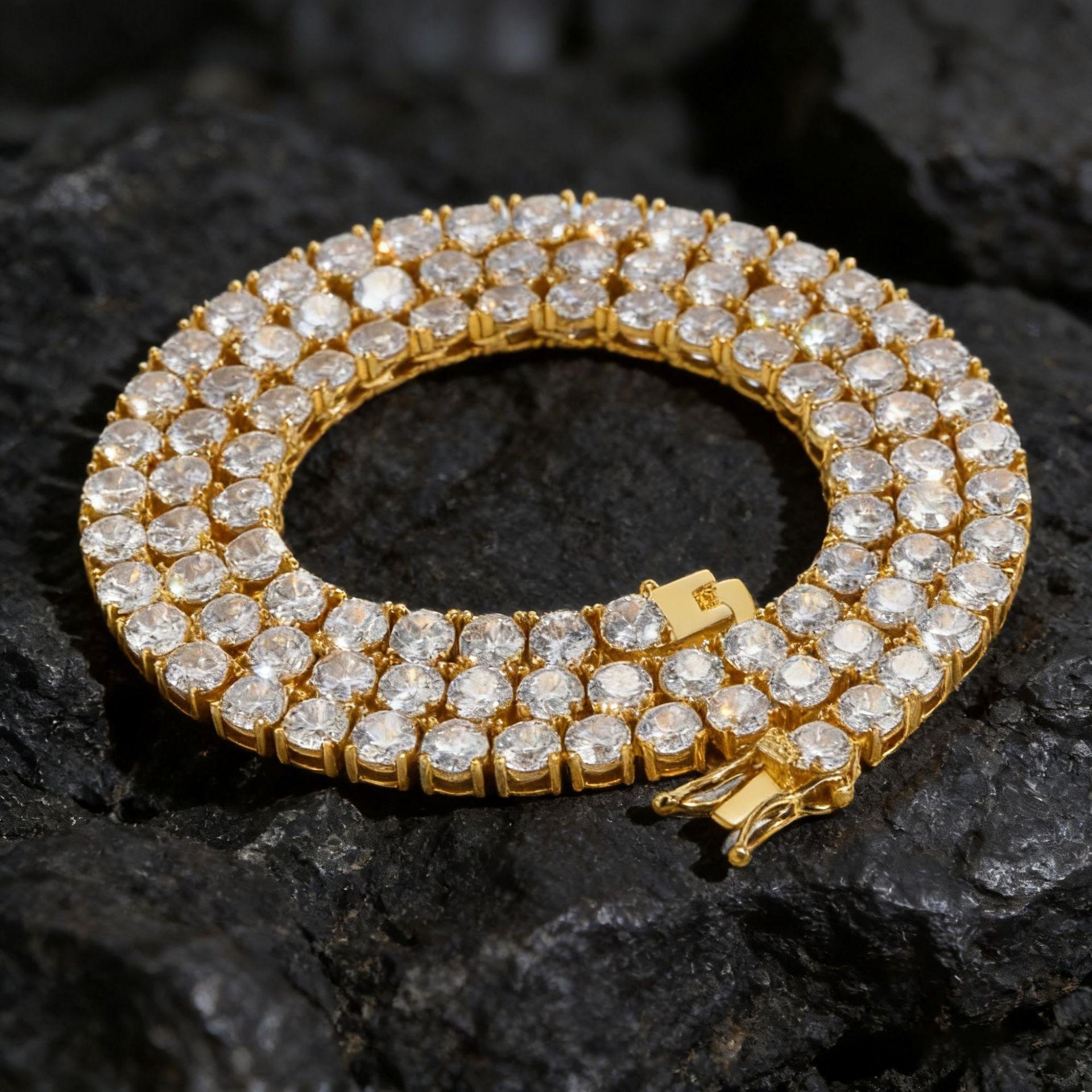2026 European and American Men s Tide Full Diamond Tennis Chain 6mm Single Row Zircon Light Luxury Style 6MM*15CM