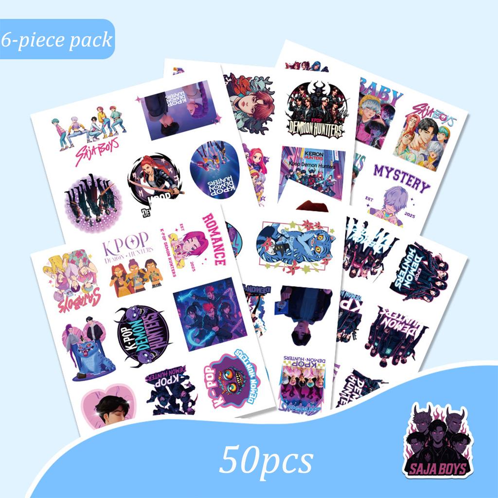 50 Stück K-Pop-Aufkleber mit Dämonenjägern, Hexenjagd und Teufels-Boyband-Cartoonmotiven sowie animierte Charakter-Dekorationsaufkleber für Gepäck