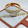 Minimalist Two-piece Bracelet Set Comprising a Single-strand Bracelet and a Double-strand Zirconia Chain Bracelet. Birthday Gift