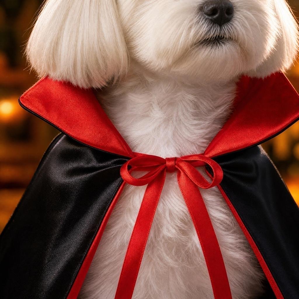 Pet Halloween Costume Cape for Small To Medium Dogs and Cats, Reversible Black and Red with Purple Option