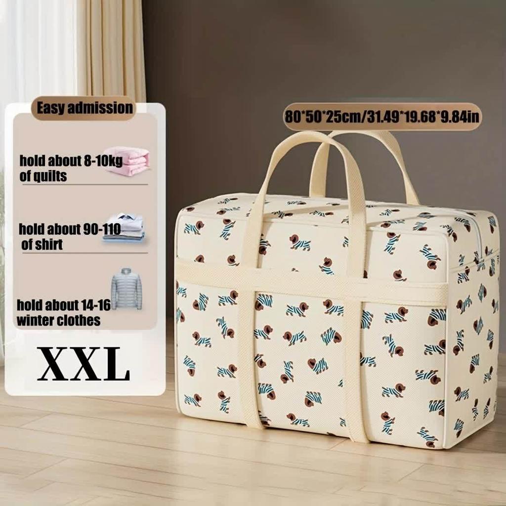 Large Capacity Storage Bag for Clothes Featuring A Cute Dog Pattern, Foldable To Save Space, Suitable for Organizing Luggage During Travel or Moving