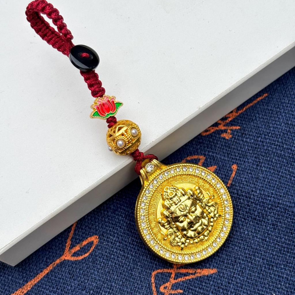 Fünf Segnungen Chinesischer Schlüsselanhänger Anhänger: Retro-Charm aus Goldlegierung mit Fu-Zeichen